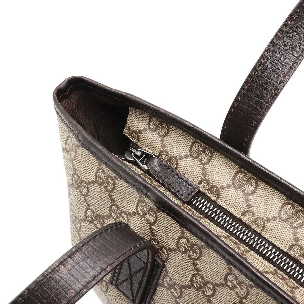 Gucci GG Plus Supreme Tote Bag Shoulder Beige Cream Dark Brown - Picture 6 of 8